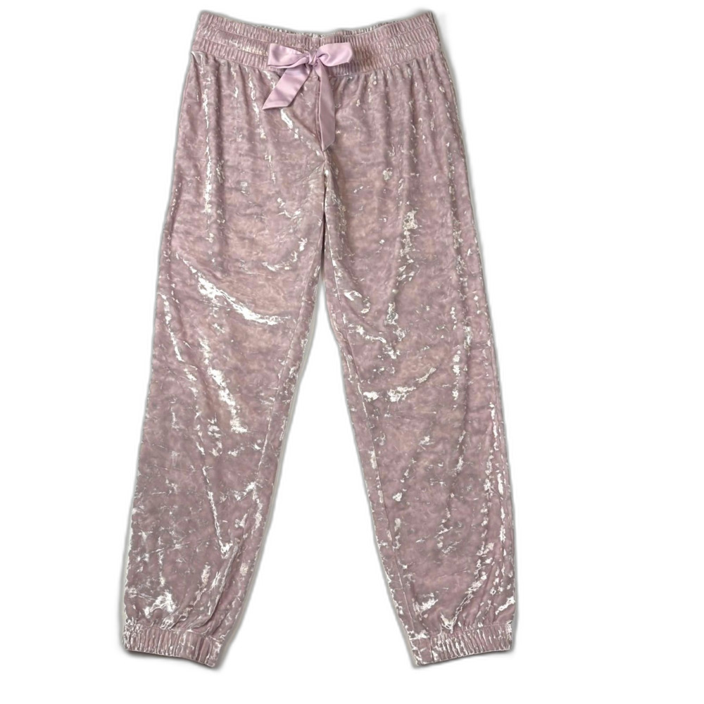 Victoria's Secret Y2K Metallic Pink Crushed Velvet Pajama Joggers Size Small EUC
